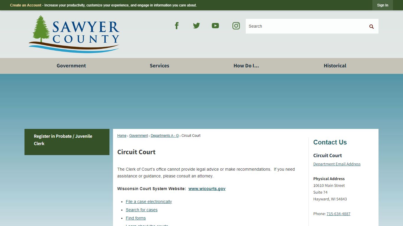 Circuit Court | Sawyer County, WI
